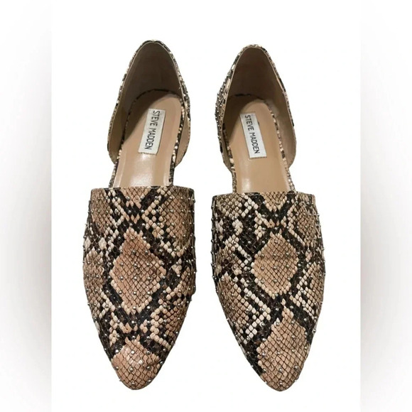 Steve Madden TALENT Slip On D'Orsay Loafers Studded SNAKESKIN - Picture 1 of 5